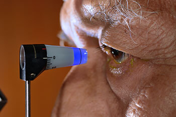 Elderly man receiving Tonometry Testing